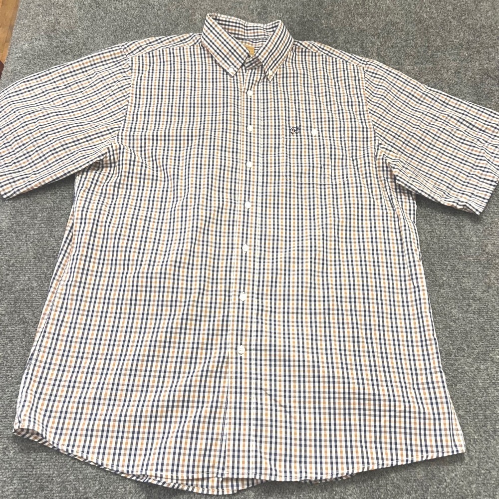 Gunnison Creek Outfitters Mens XLT Plaid Short Sleeve Button Down Shirt Navy